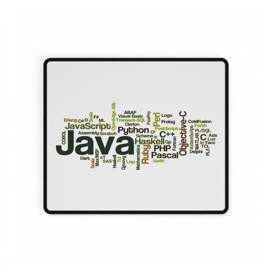 Programming Languages Word Cloud Desk Mat — Java, Python, C++ Keyboard Mouse Pad for Developers