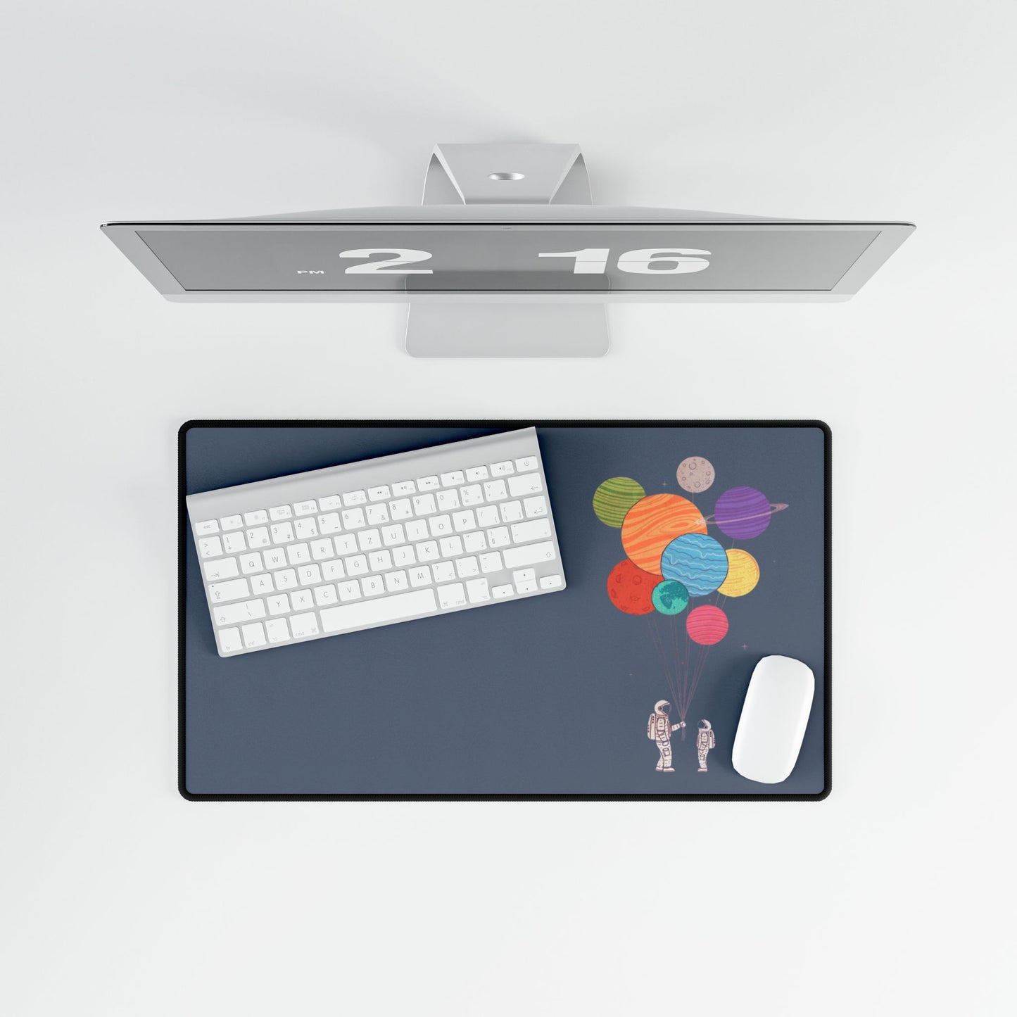 Astronaut & Planets Desk Mat — Large Space-Themed Mousepad