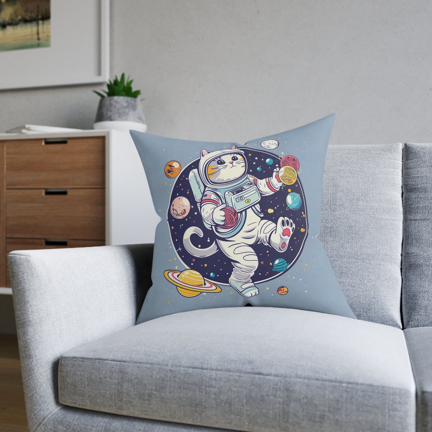 Astro Cat Pillow – Space Cat Throw Cushion