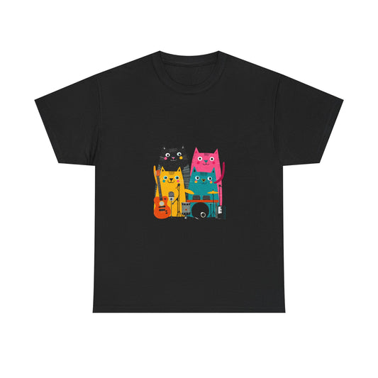 Band Cats T-Shirt – Colorful Cat Music Graphic Tee