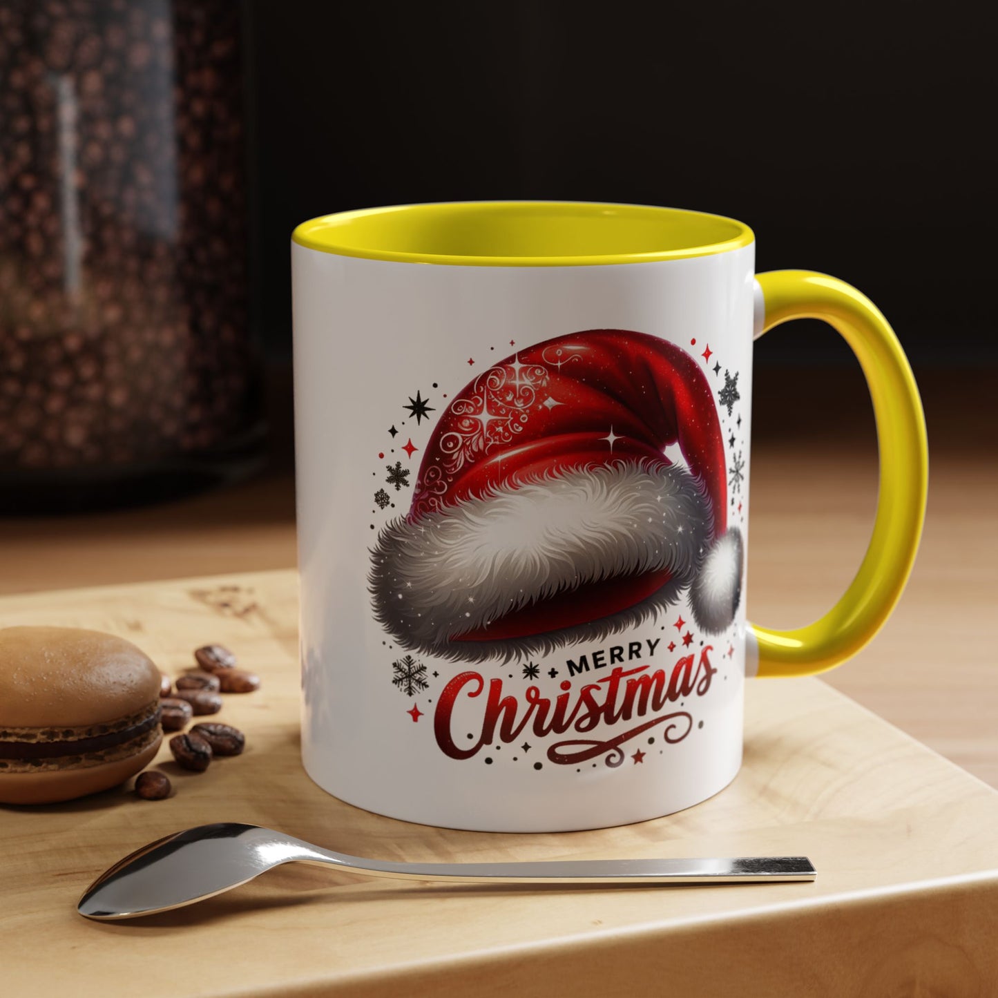 Merry Christmas Mug – Santa Hat Coffee Cup – Festive Holiday Red & White New Year Gift Mug