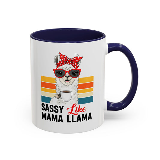 Sassy Mama Llama Accent Coffee Mug — Cute Retro Llama Coffee Cup (11/15oz)