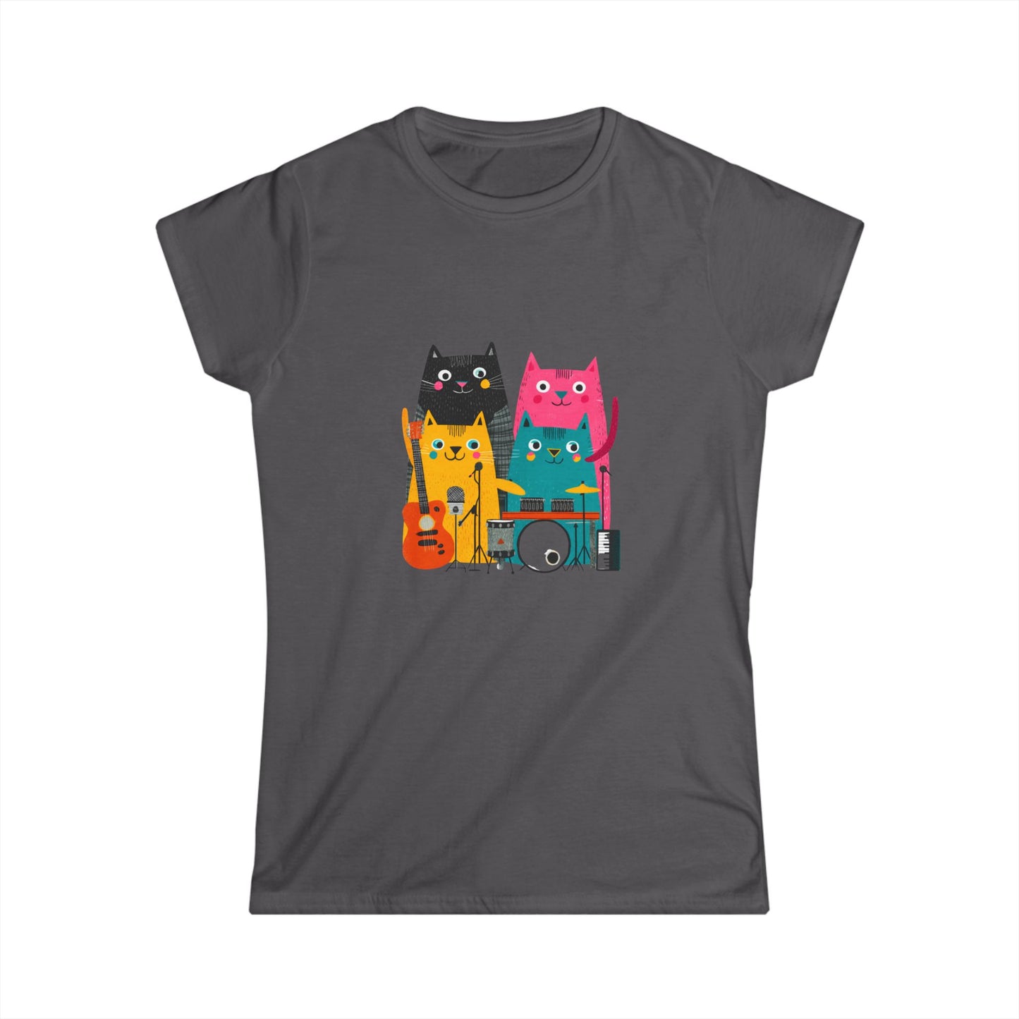 Band Cats T-Shirt – Colorful Cat Music Graphic Tee