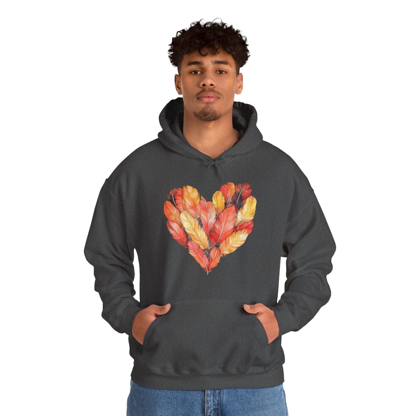 Autumn Leaf Heart Hoodie — Cozy Fall Pullover for Women & Men