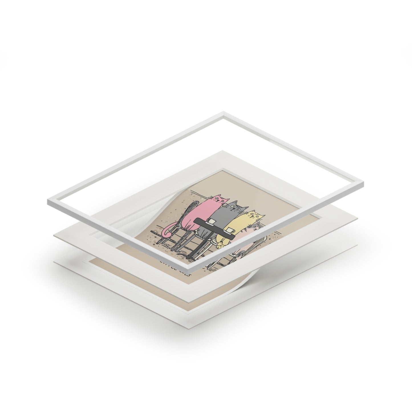 Coffee Cats – Framed Cat Art Poster