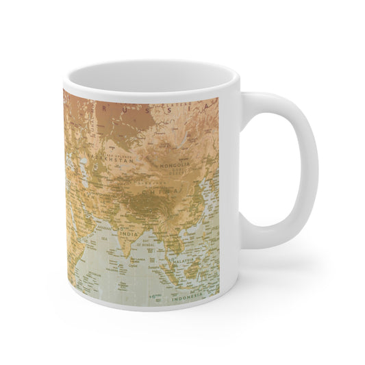 Pastel World Map Mug Soft Neutral Geography Coffee Mug