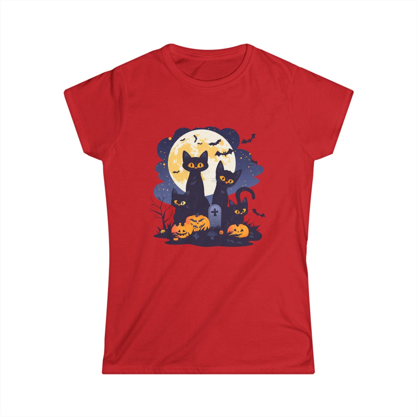 Women's Halloween Cat Tee, Cute Cat Shirt, Halloween Costume, Ghostly Pet Lover Gift