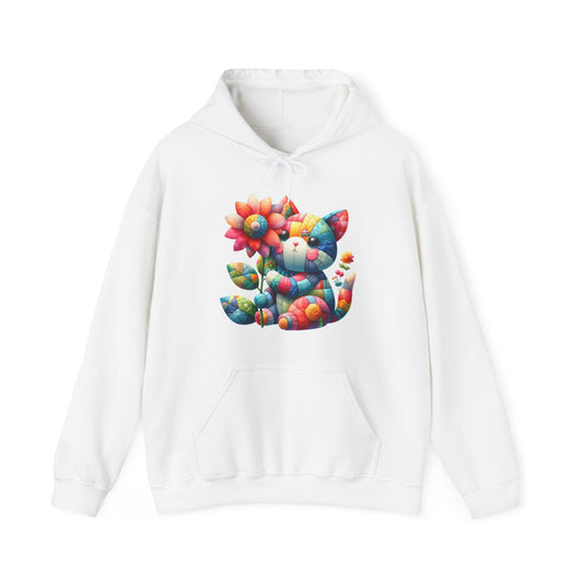 Colorful Floral Cat Hoodie — Cute Rainbow Cat with Flower Graphic