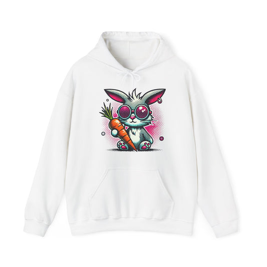 Bunny With Carrot Hoodie – Cute Neon Bunny Graphic Sweatshirt