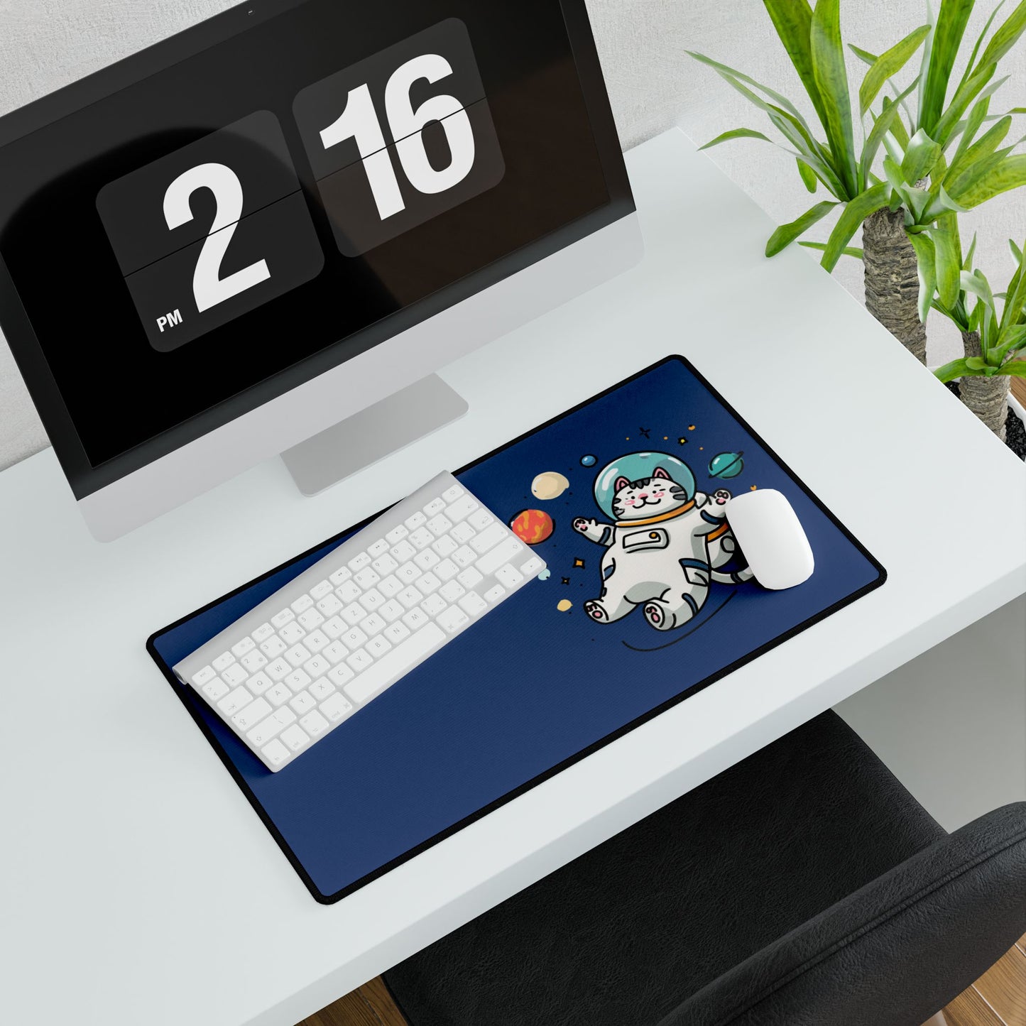 Space Cat Desk Mat — Cute Astronaut Cat Gaming Mouse Pad