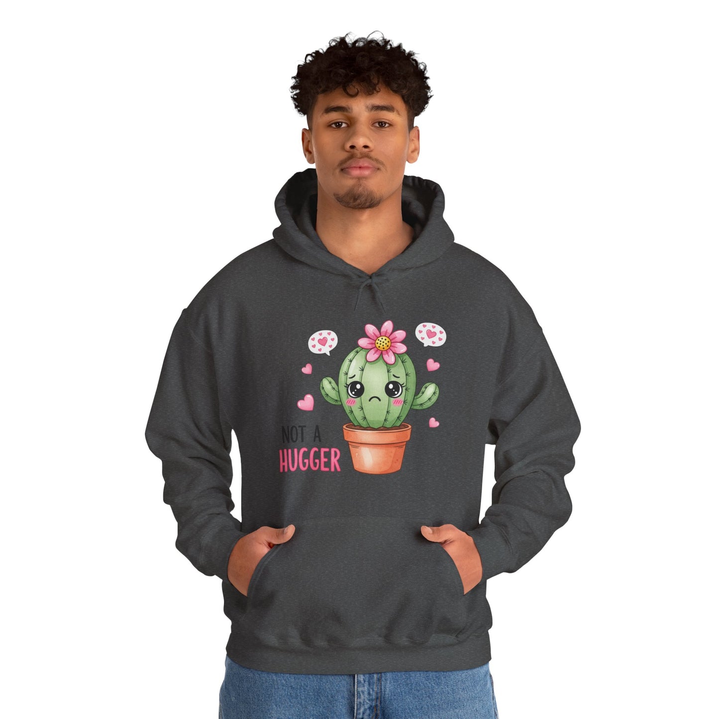 Hoodie — Cute Cactus “Not a Hugger” Graphic Pullover