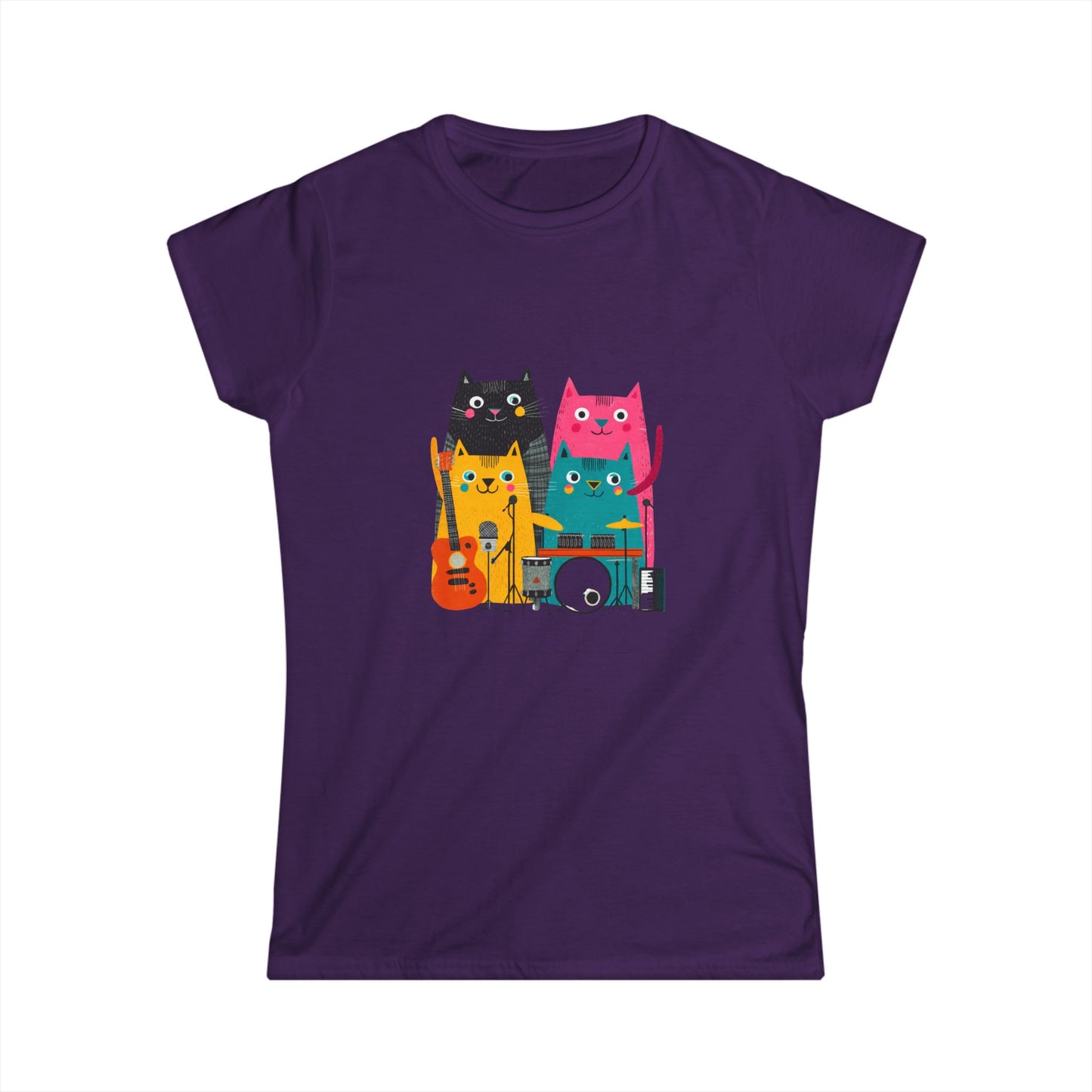 Band Cats T-Shirt – Colorful Cat Music Graphic Tee