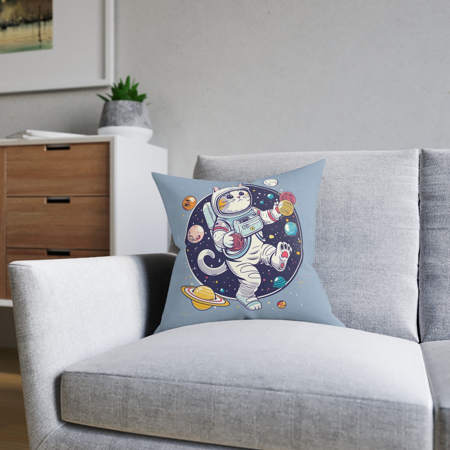 Astro Cat Pillow – Space Cat Throw Cushion
