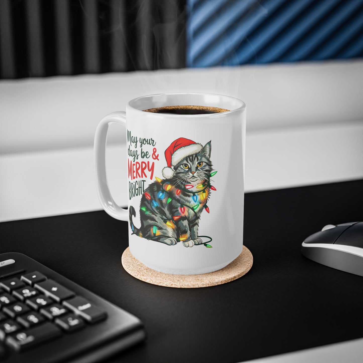 May Your Days Be Merry and Bright Christmas Cat Mug