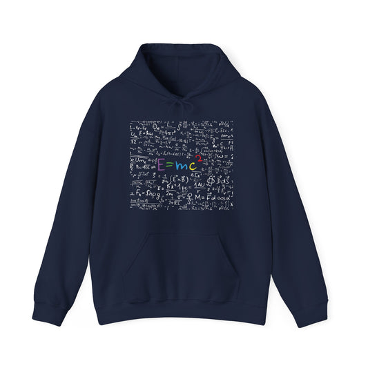 E=mc Chalkboard Hoodie — Physics Equations Graphic Hoodie for Scientists & Students