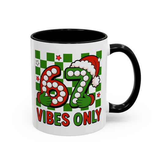 67 Vibes Only Christmas Coffee Mug — Festive Retro Numbering Holiday Mug