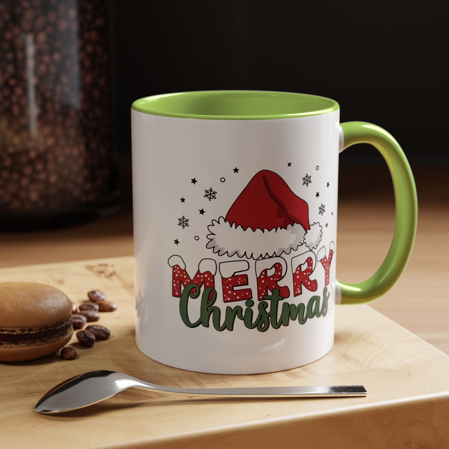 Merry Christmas Accent Coffee Mug — Holiday Santa Hat 11/15oz