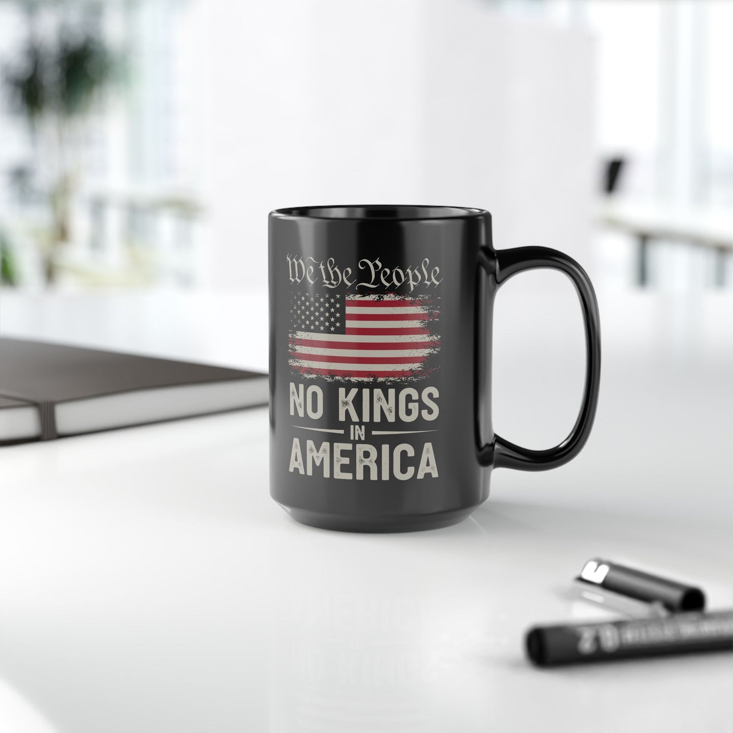 We The People No Kings in America Mug – Patriotic Coffee Cup – Vintage USA Flag Gift