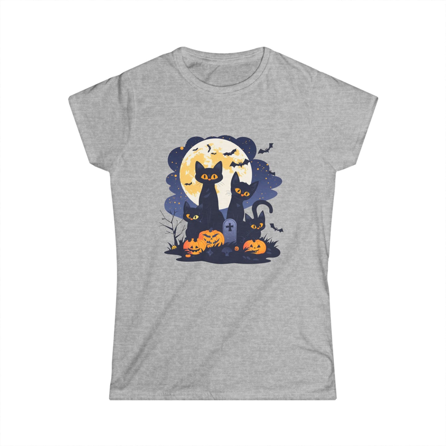 Women's Halloween Cat Tee, Cute Cat Shirt, Halloween Costume, Ghostly Pet Lover Gift