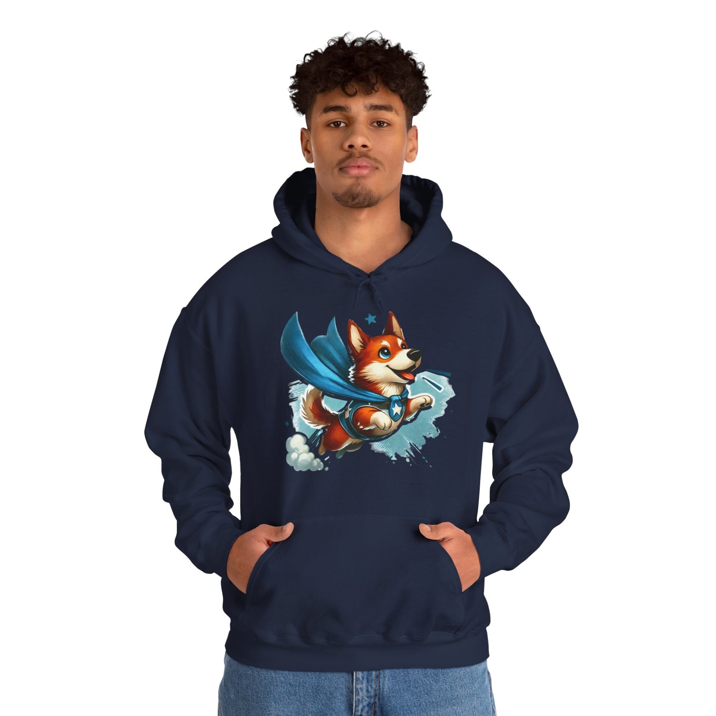 Superhero Corgi Hoodie — Cute Flying Dog Graphic Sweatshirt
