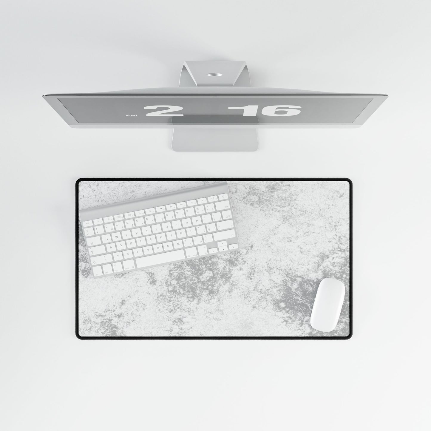 Marble Texture Desk Mat — Large Extended Mouse Pad, Gray White Office & Gaming Surface