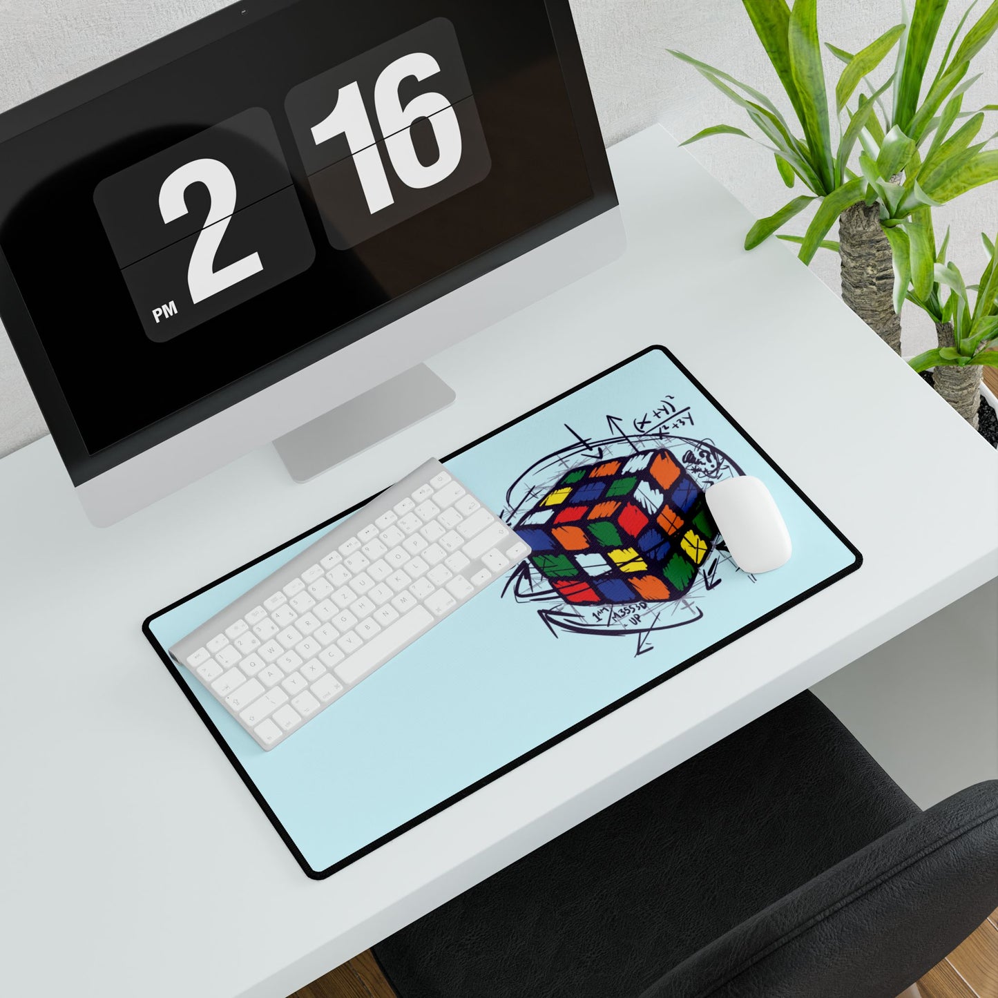 Rubik’s Cube Sketch Desk Mat — Puzzle Gamer Mousepad Office Desk Mat