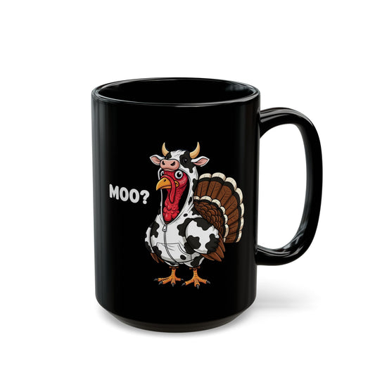 Funny Turkey Cow Mug – Moo? Animal Hybrid Cup – Farm Humor Coffee Mug for Thanksgiving & Animal Lovers