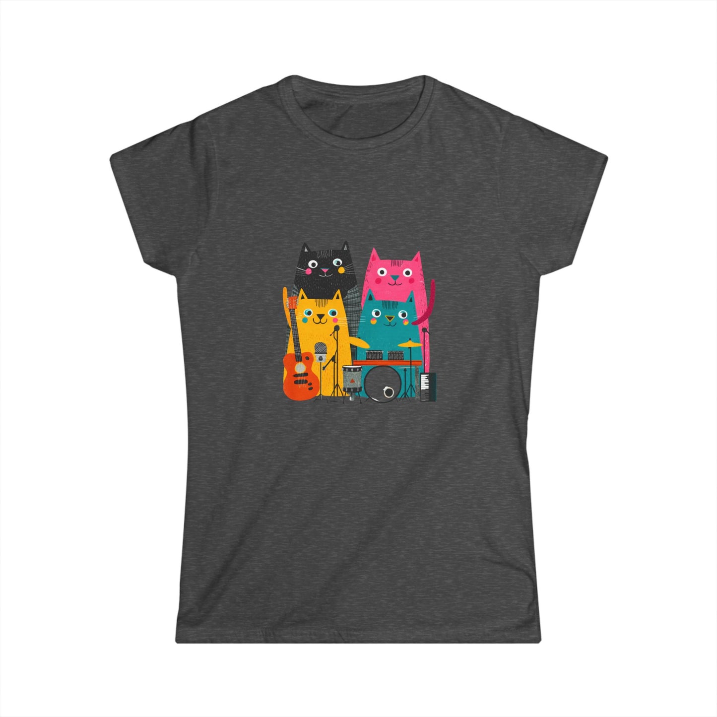 Band Cats T-Shirt – Colorful Cat Music Graphic Tee