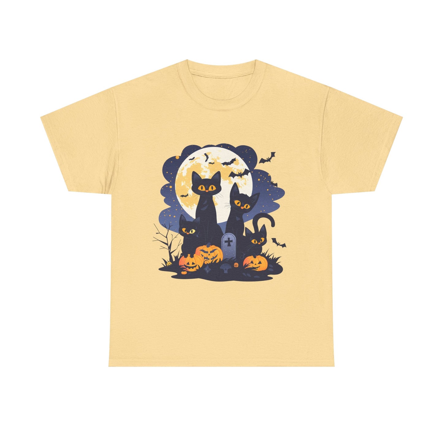Spooky Cat Halloween Tee, Unisex Cotton T-Shirt, Cats, Halloween Gift