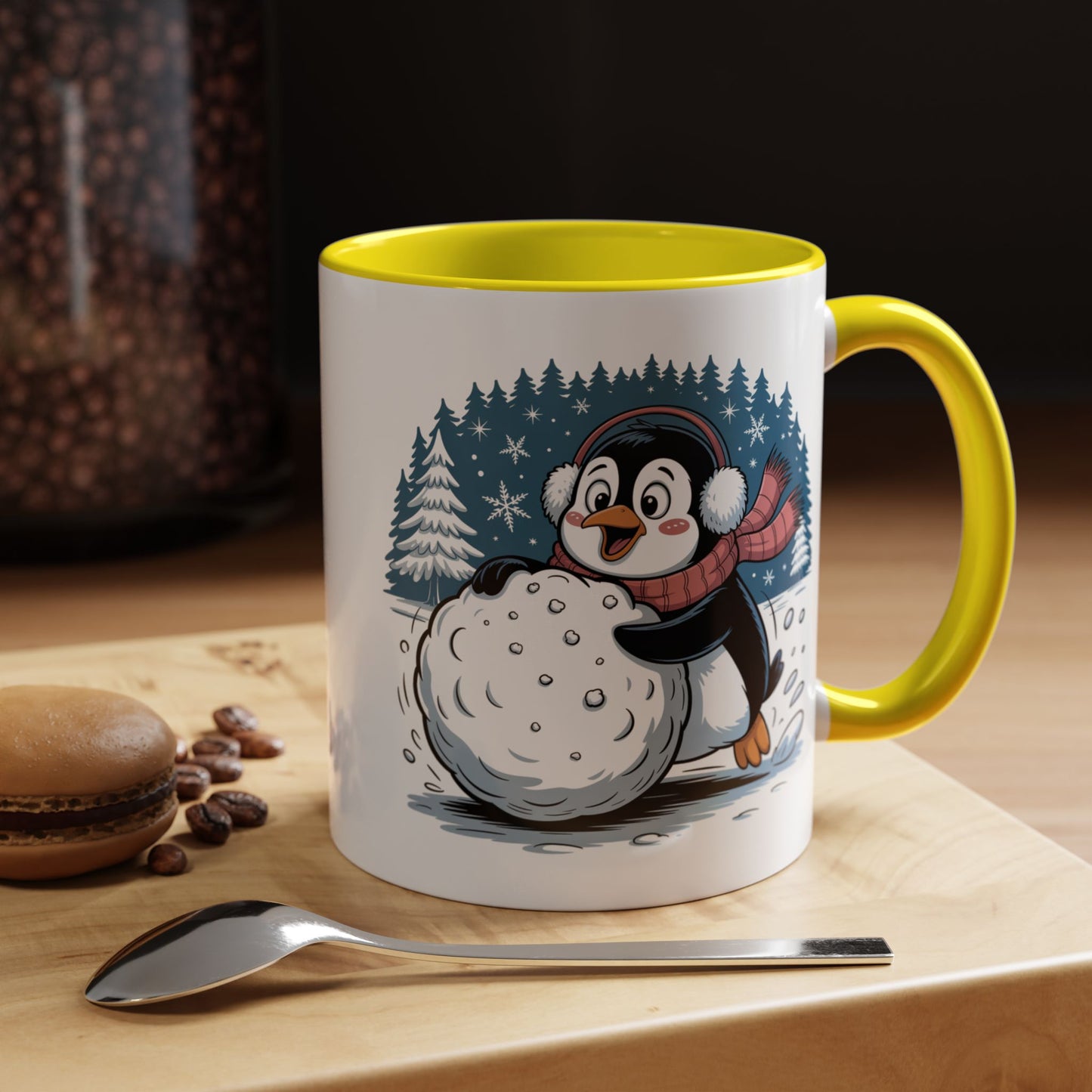 Cute Penguin Winter Mug Christmas Snowball Holiday Coffee Cup