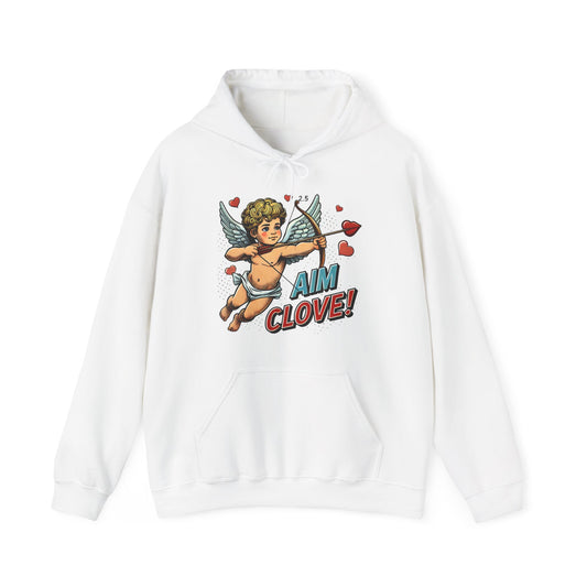 Cupid Graphic Hoodie - 'Aim Clove!' Vintage Valentine Cherub Sweatshirt