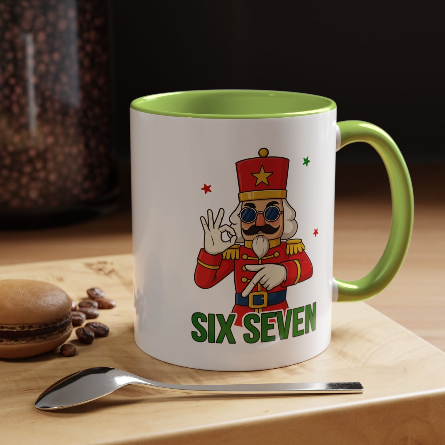 Six Seven Nutcracker Coffee Mug — Holiday Military Band Graphic Accent Mug (11/15oz)