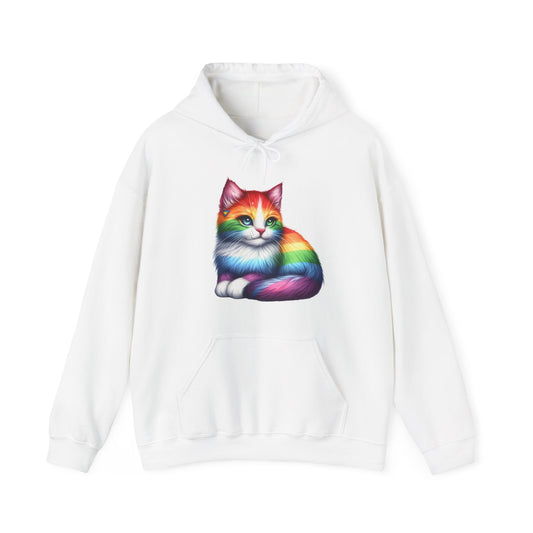 Rainbow Cat Hoodie — Colorful Pride Kitten Pullover