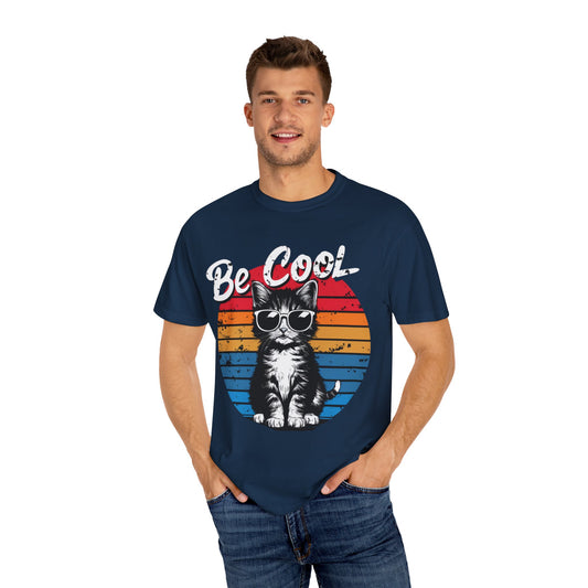 Be Cool Retro Cat Unisex T-Shirt – Vintage 80s Style Graphic Tee for Cat Lovers