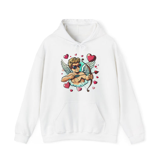 Cupid Tattoo Hoodie — Retro Cherub with Hearts Pullover for Valentine’s Day