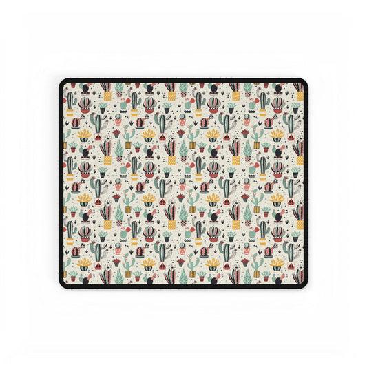 Cactus & Succulent Pattern Desk Mat — Colorful Botanical Mouse Pad (Large)
