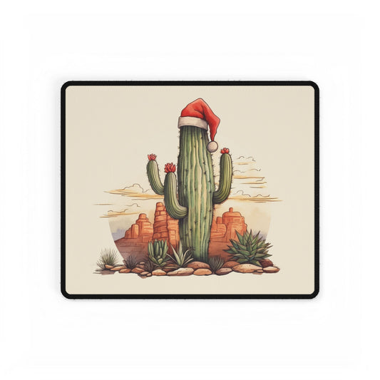 Cactus Santa Desk Mat — Festive Southwestern Mousepad Desk Pad
