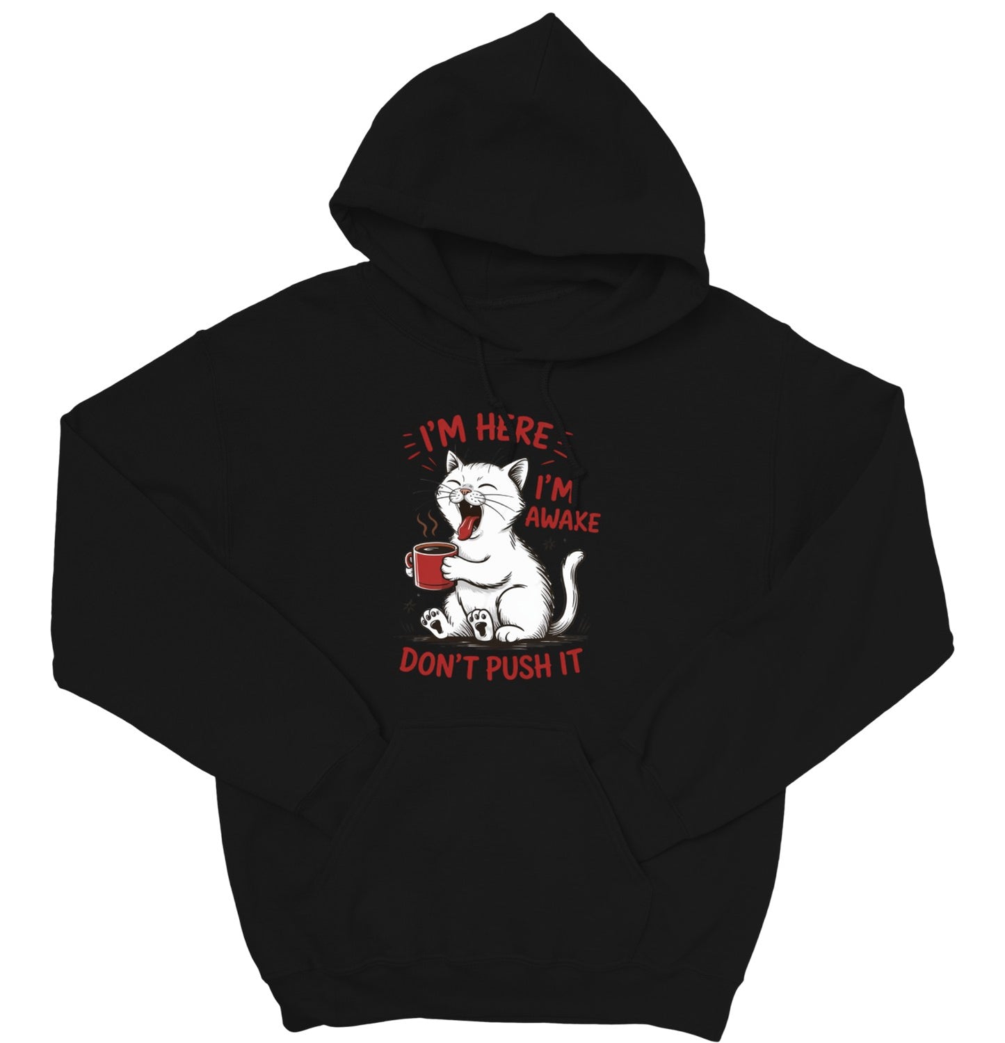Cat Coffee Unisex Hoodie – I’m Awake Sweatshirt