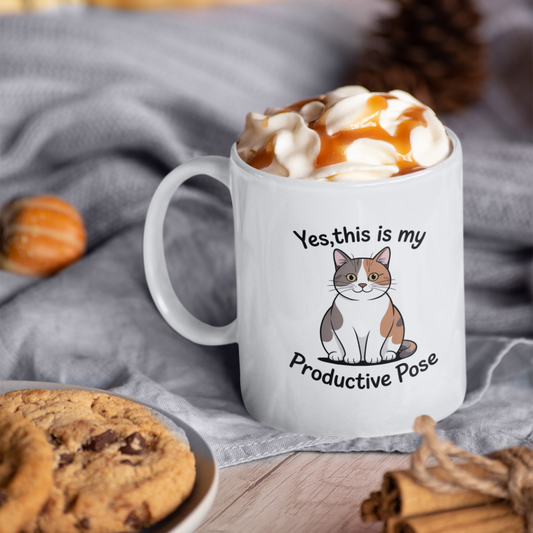 Yes, This Is My Productive Pose Funny Cat Mug