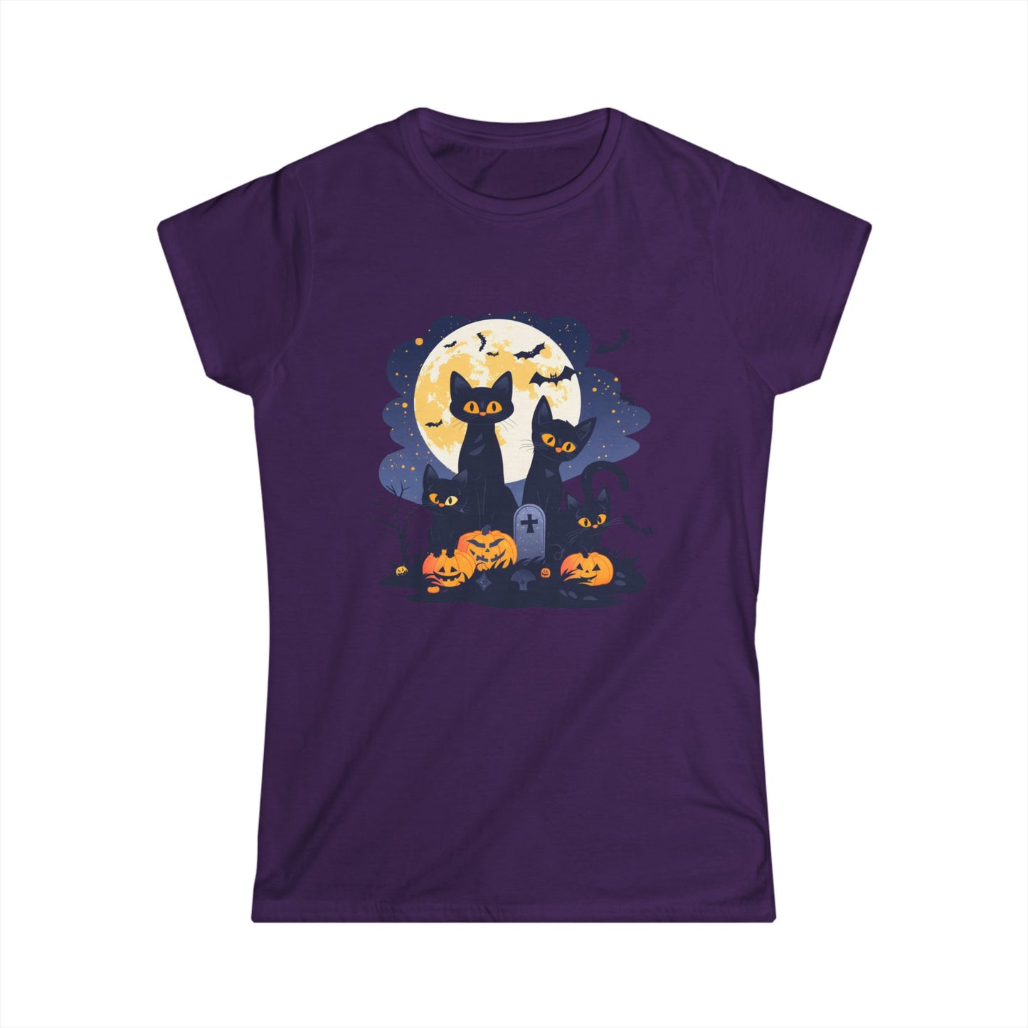 Women's Halloween Cat Tee, Cute Cat Shirt, Halloween Costume, Ghostly Pet Lover Gift