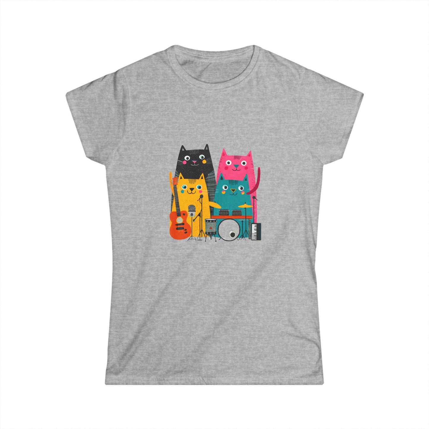 Band Cats T-Shirt – Colorful Cat Music Graphic Tee