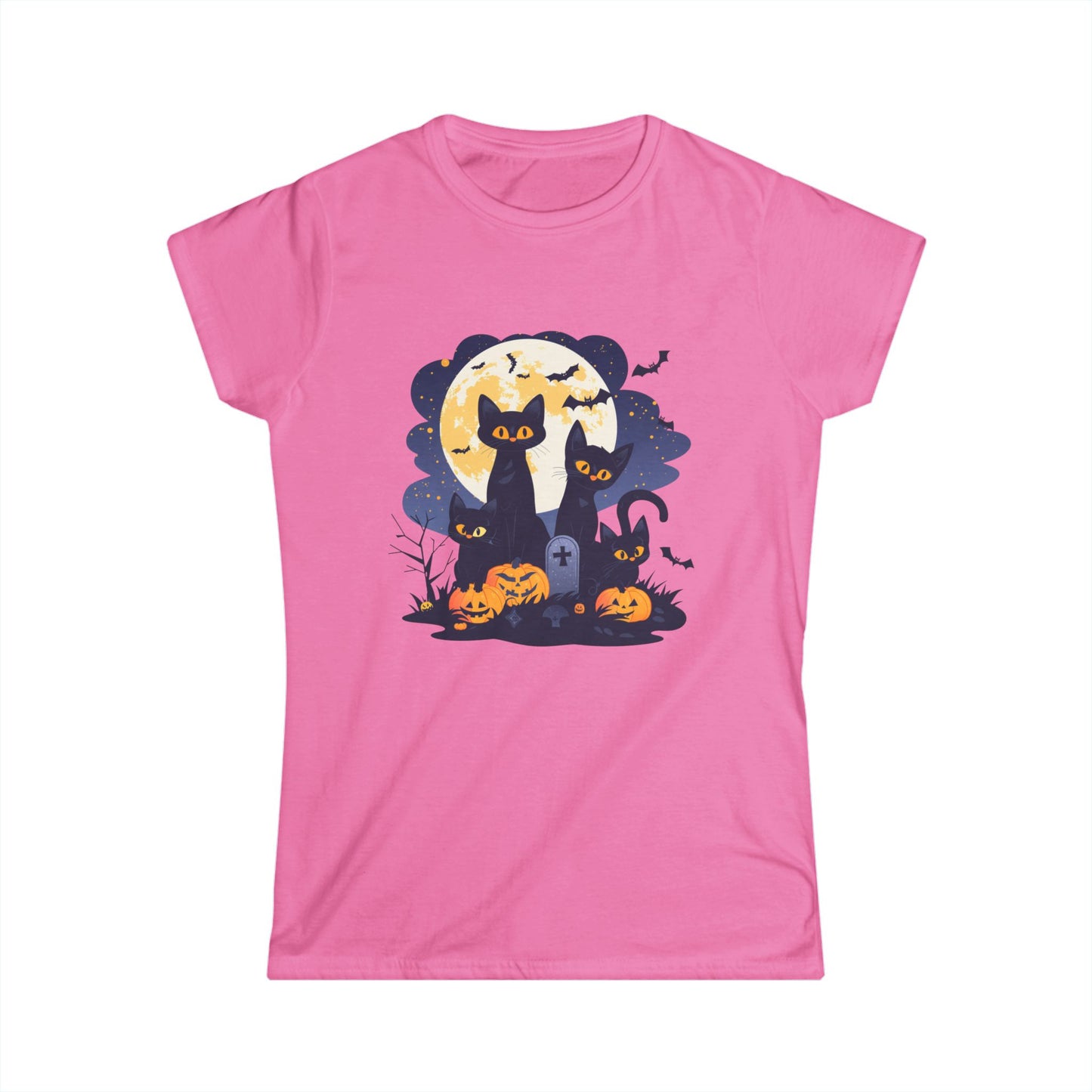 Women's Halloween Cat Tee, Cute Cat Shirt, Halloween Costume, Ghostly Pet Lover Gift