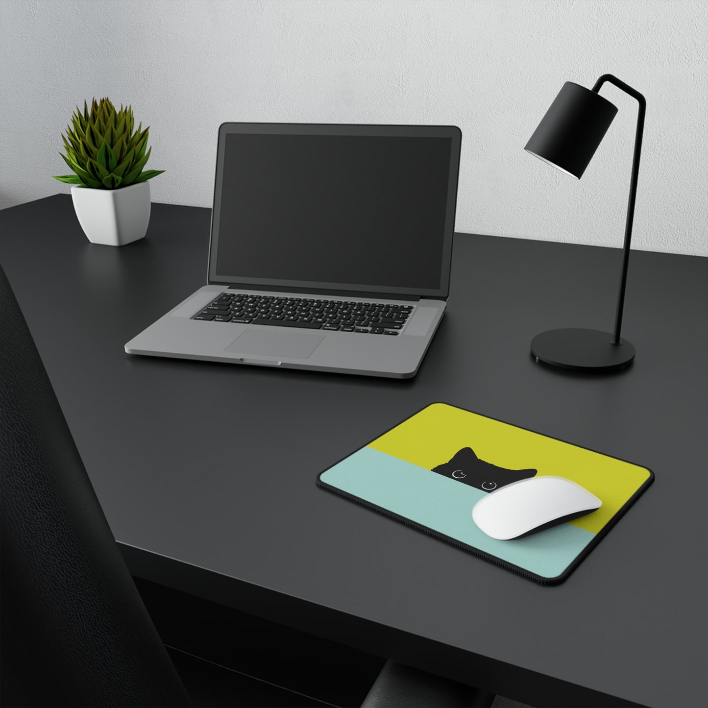 Peekaboo Black Cat Mouse Pad — Non-Slip Gaming & Desk Pad
