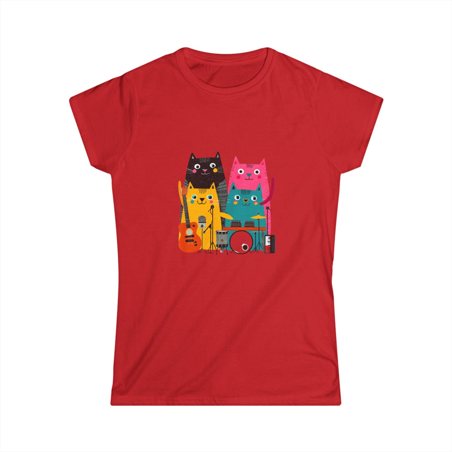 Band Cats T-Shirt – Colorful Cat Music Graphic Tee