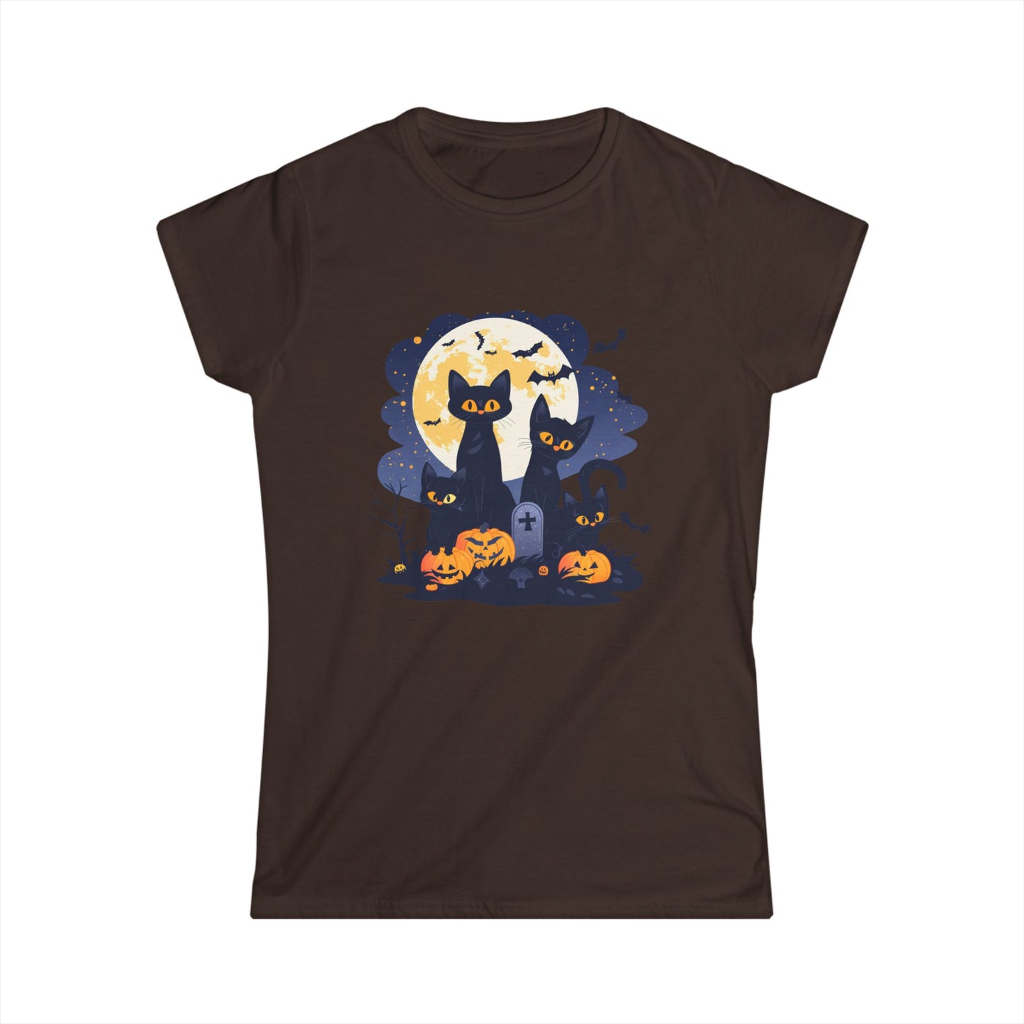 Women's Halloween Cat Tee, Cute Cat Shirt, Halloween Costume, Ghostly Pet Lover Gift