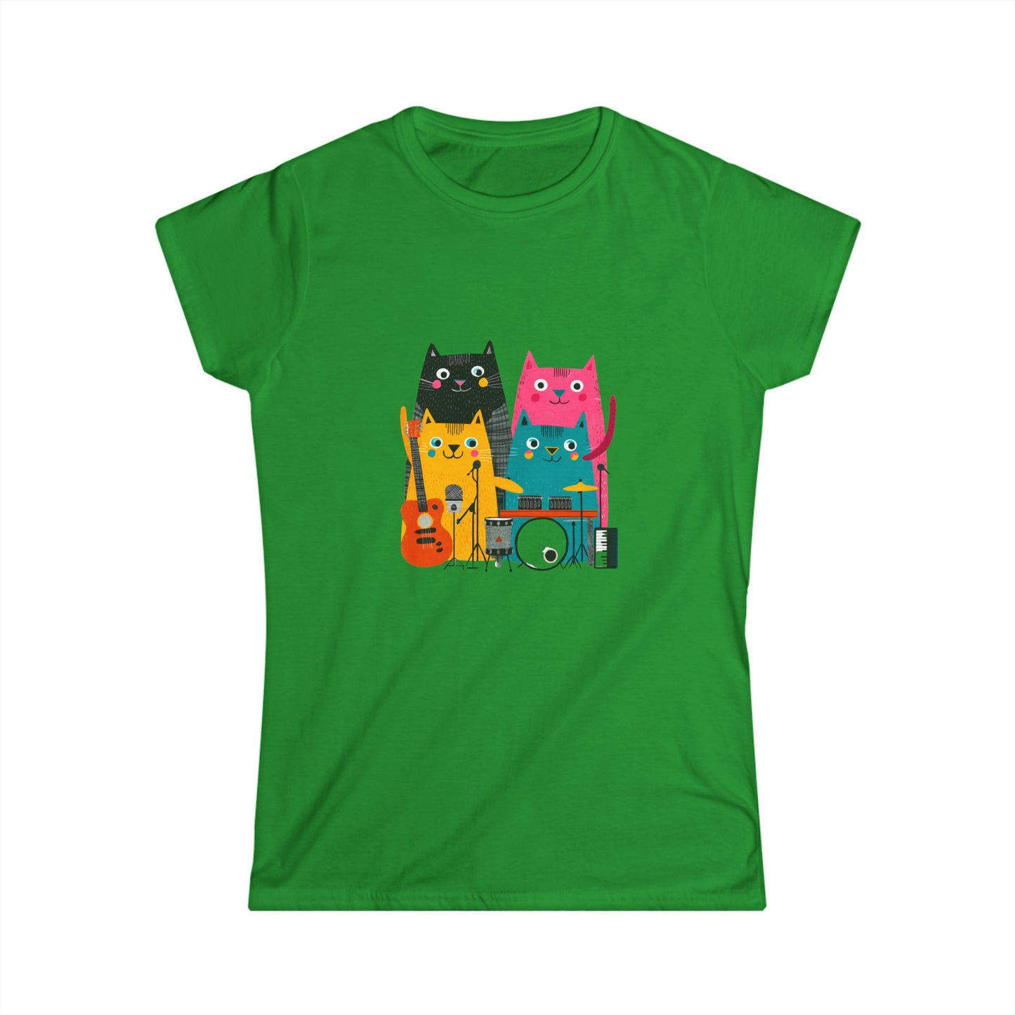 Band Cats T-Shirt – Colorful Cat Music Graphic Tee