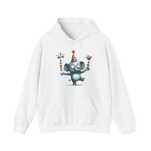 Elephant Birthday Party Hoodie — Cute Juggling Elephant Kids Graphic Hoodie