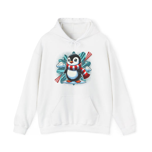 Penguin Winter Hoodie – Cute Scarf Penguin Snow Graphic Sweatshirt