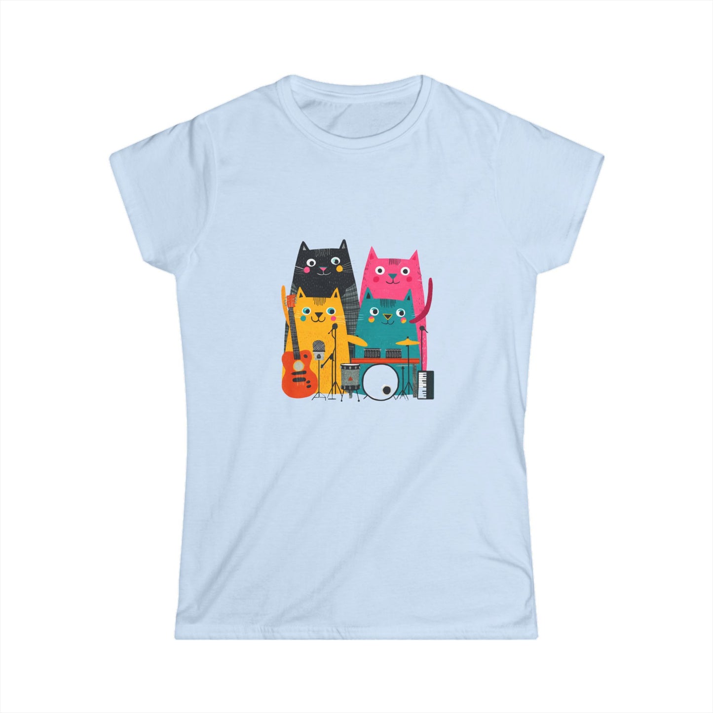 Band Cats T-Shirt – Colorful Cat Music Graphic Tee