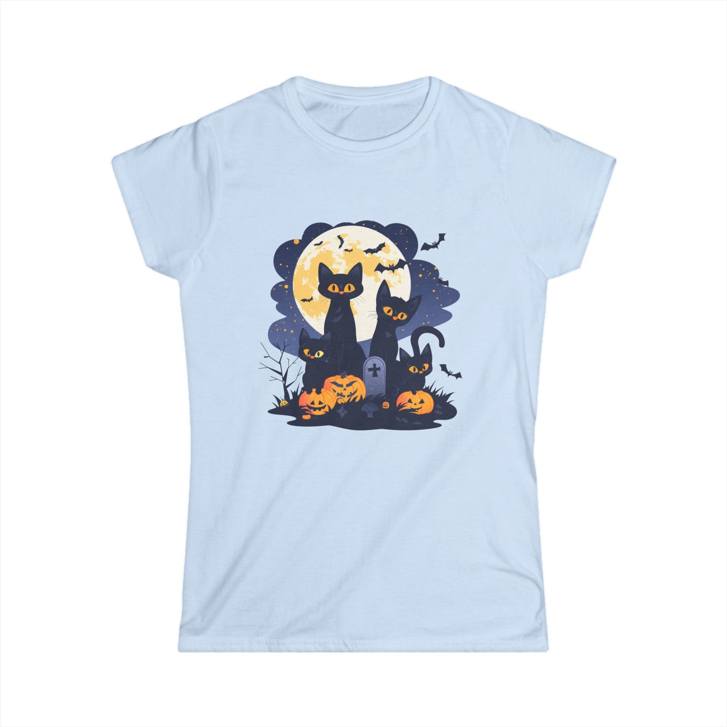 Women's Halloween Cat Tee, Cute Cat Shirt, Halloween Costume, Ghostly Pet Lover Gift